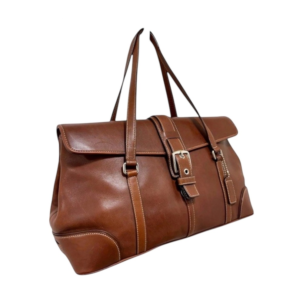 SOLD Vintage Coach Hamptons Flap Satchel Brown Glovetanned Leather Bag 9268 - Picture 2 of 8
